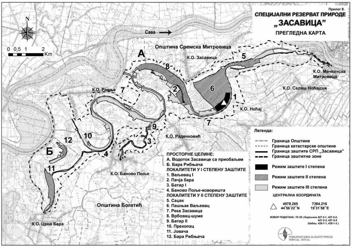 Mapa zaštićenog područja Zasavice